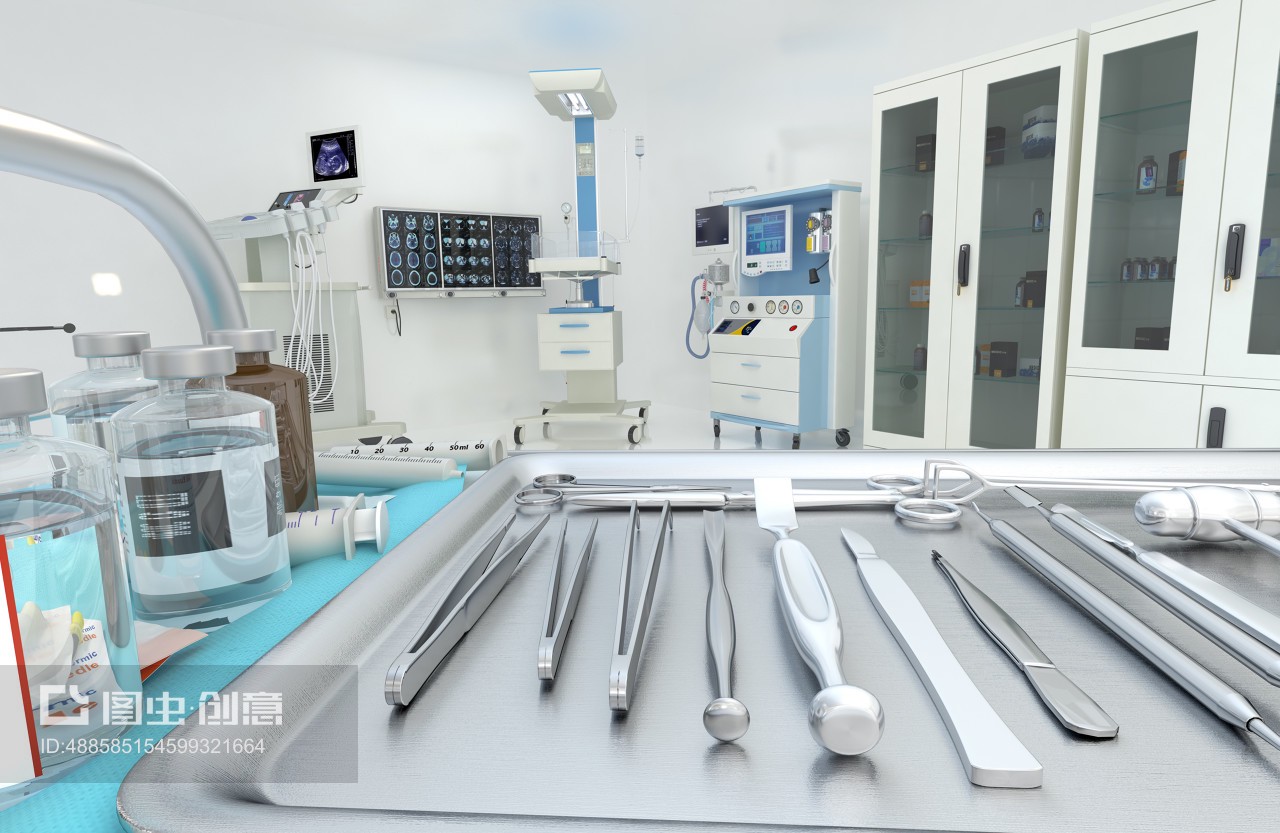 現(xiàn)代手術(shù)室中的醫(yī)療設(shè)備及其3D插圖應(yīng)用